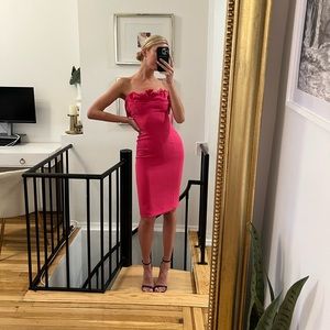 Black halo pink strapless dress sz 2